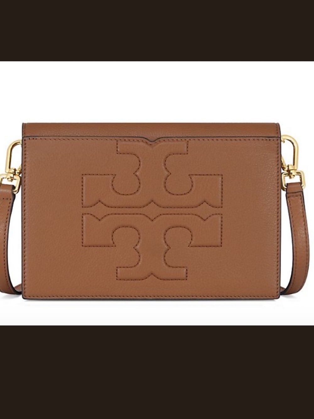 Tory Burch Cognac Leather Double-Compartment Shoulder Bag